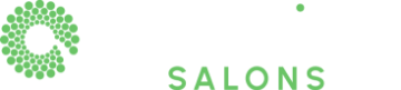 Logo van Green Circle Salons met een groene cirkel van bladvormige elementen en witte tekst.
