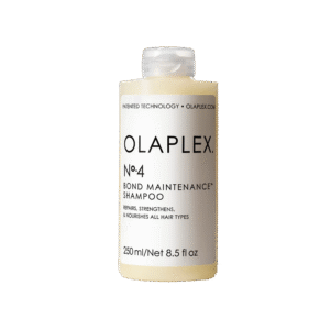 Fles Olaplex No.4 Bond Maintenance Shampoo van 250 ml, zichtbaar vanaf de voorkant.