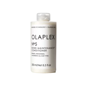Witte fles Olaplex No. 5 Bond Maintenance Conditioner van 250 ml met zwarte opdruk.