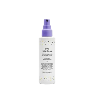 Fles Evo Fabuloso Platinum Blonde Toning Mist van 140 ml met paarse spraydop.