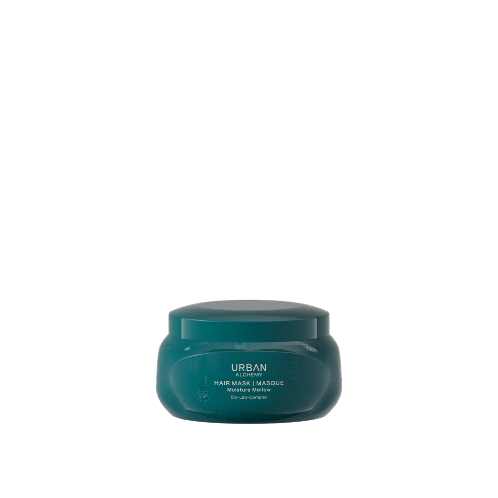 Donkergroene pot Urban Alchemy Hair Mask Moisture Mellow met Bio-Lab-Complex.